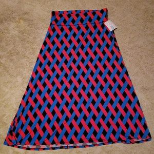 LulaRoe Maxi XL Red Black Blue